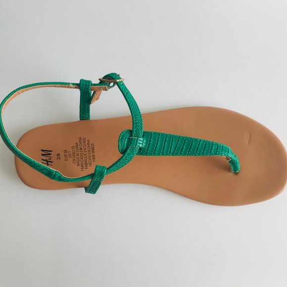 H&M Emerald Green Faux Leather Sandals - Picture 3 of 9